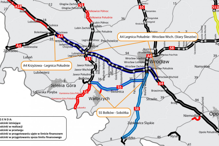 stes rozbudowa autostrady a4 Legnica Wrocław wschód i budowa s5 Sobotka -Bolków